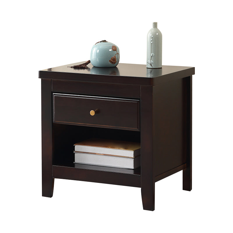 20"L X 20"H Traditional Nightstand Rubber Wood Bedside Cabinet with 1-drawer