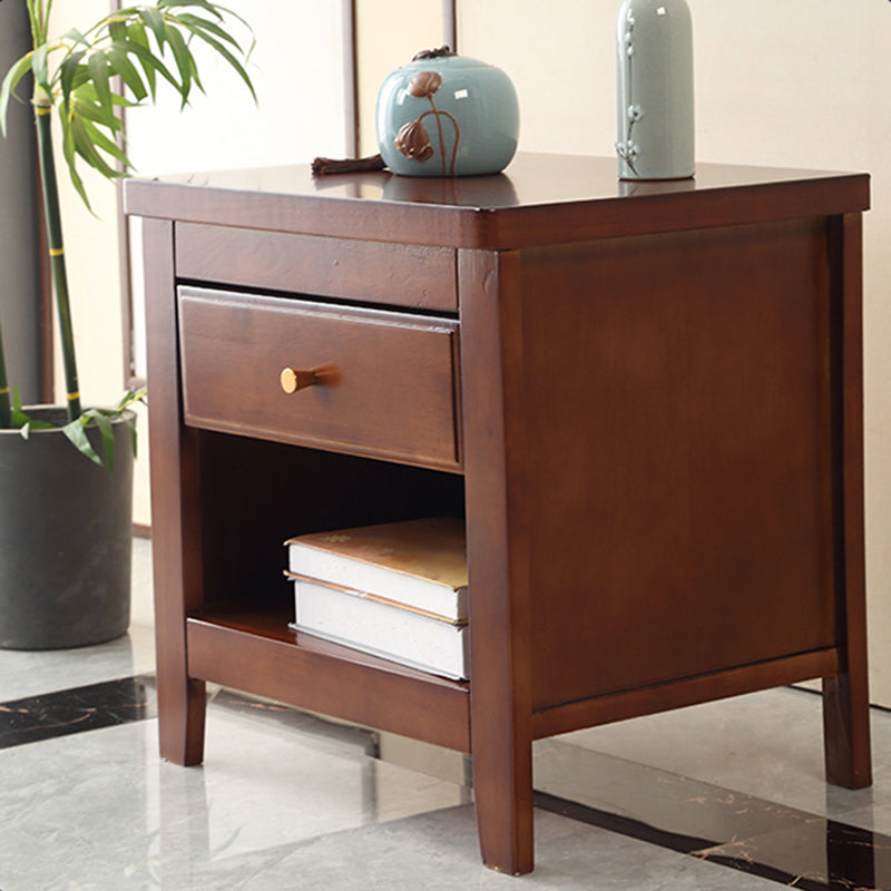 20"L X 20"H Traditional Nightstand Rubber Wood Bedside Cabinet with 1-drawer