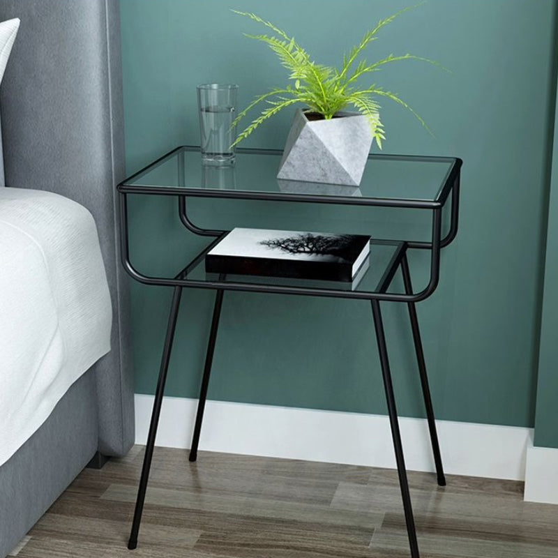 Contemporary Open Storage Night Table 1 Shelf Metal Nightstand ,23.6" Tall