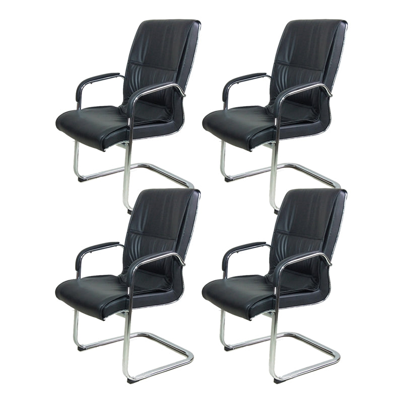 Contemporary Faux Leather Managers Chair Chrome Frame No Wheels Office Chair