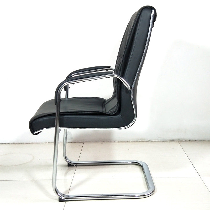 Contemporary Faux Leather Managers Chair Chrome Frame No Wheels Office Chair