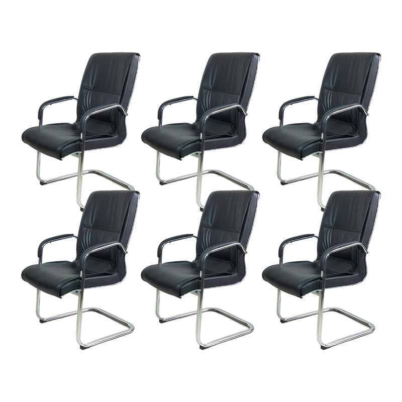 Contemporary Faux Leather Managers Chair Chrome Frame No Wheels Office Chair