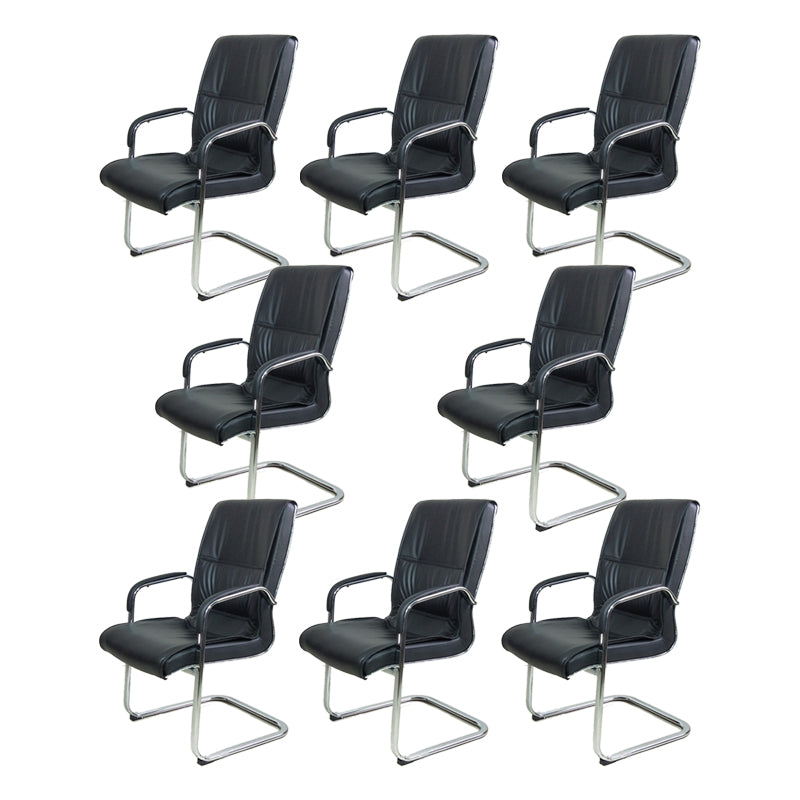 Contemporary Faux Leather Managers Chair Chrome Frame No Wheels Office Chair