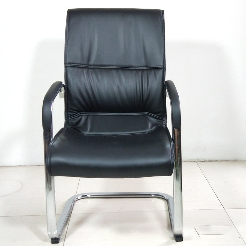 Contemporary Faux Leather Managers Chair Chrome Frame No Wheels Office Chair