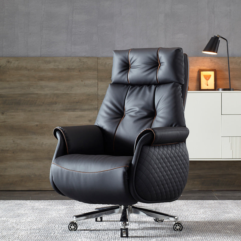 27" Wide Contemporary Managers Chair Black Leather Executive Chair