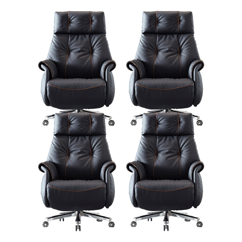 27" Wide Contemporary Managers Chair Black Leather Executive Chair