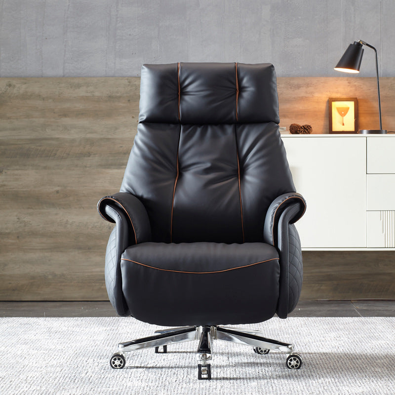 27" Wide Contemporary Managers Chair Black Leather Executive Chair