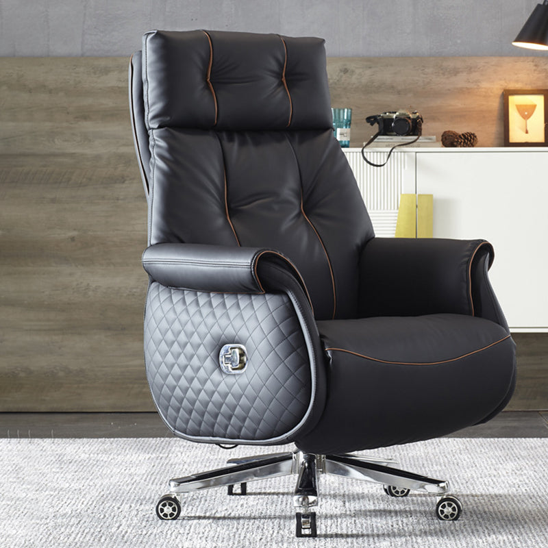 27" Wide Contemporary Managers Chair Black Leather Executive Chair