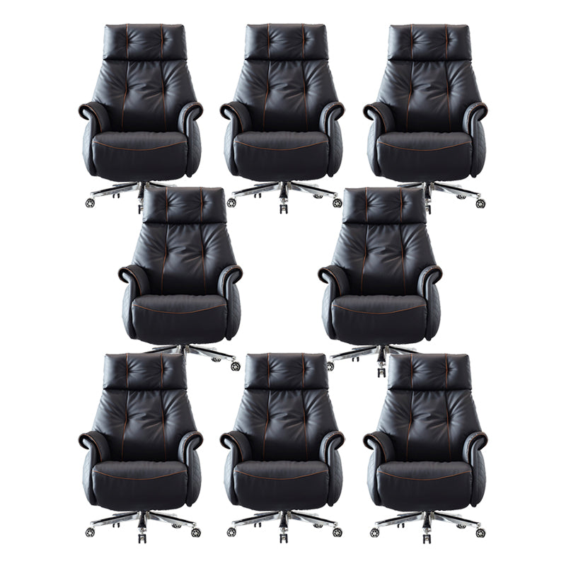 27" Wide Contemporary Managers Chair Black Leather Executive Chair