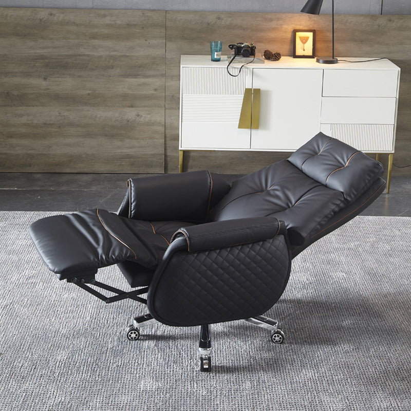 27" Wide Contemporary Managers Chair Black Leather Executive Chair