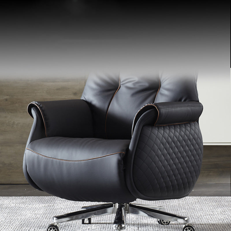 27" Wide Contemporary Managers Chair Black Leather Executive Chair