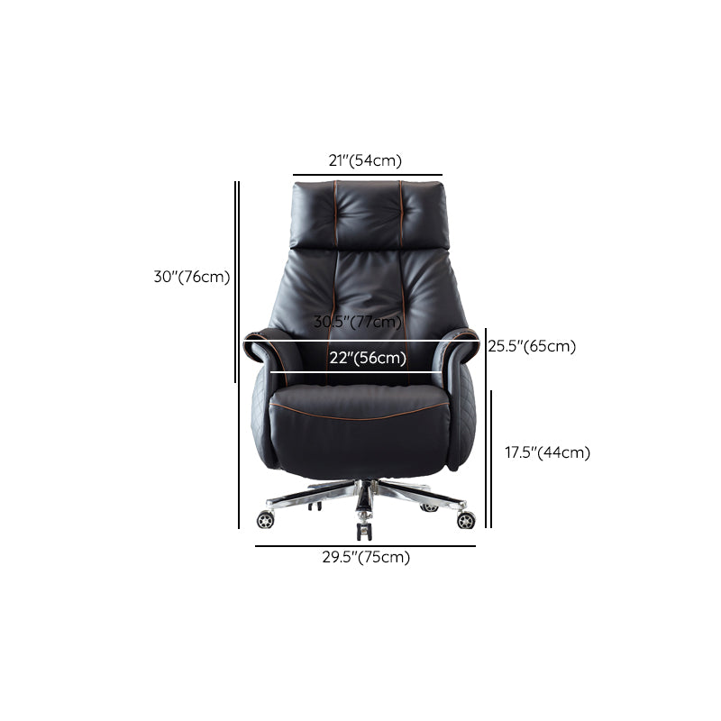 27" Wide Contemporary Managers Chair Black Leather Executive Chair