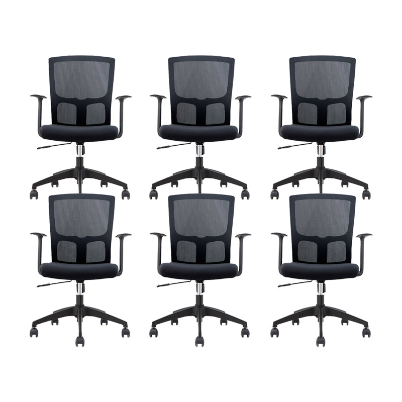 Fixed Arms Modern Office Chair Mid-Back Adjustable Seat Height Desk Chair