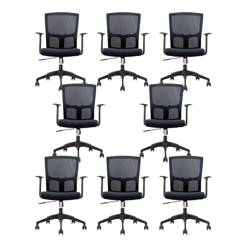 Fixed Arms Modern Office Chair Mid-Back Adjustable Seat Height Desk Chair