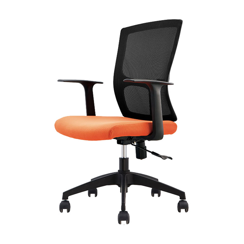 Fixed Arms Modern Office Chair Mid-Back Adjustable Seat Height Desk Chair