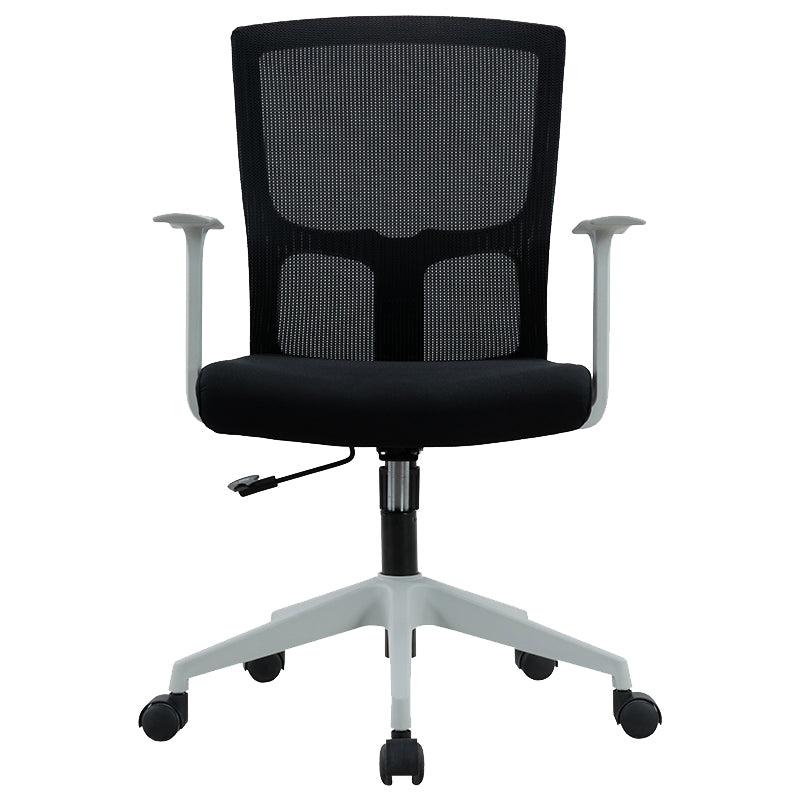 Fixed Arms Modern Office Chair Mid-Back Adjustable Seat Height Desk Chair