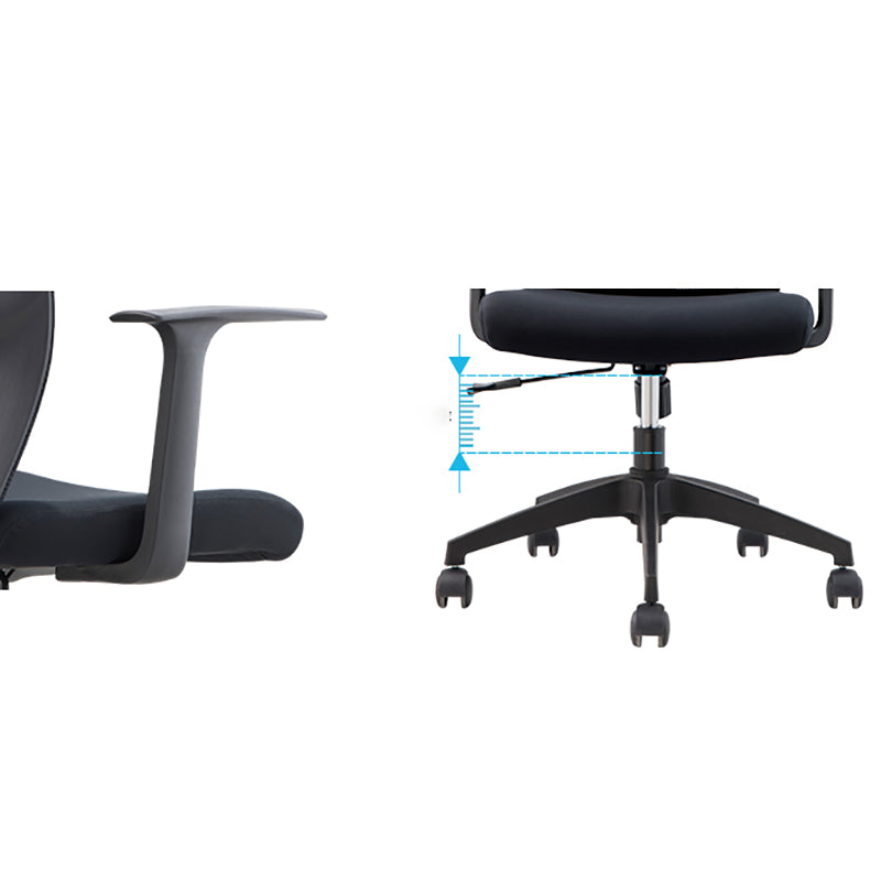 Fixed Arms Modern Office Chair Mid-Back Adjustable Seat Height Desk Chair