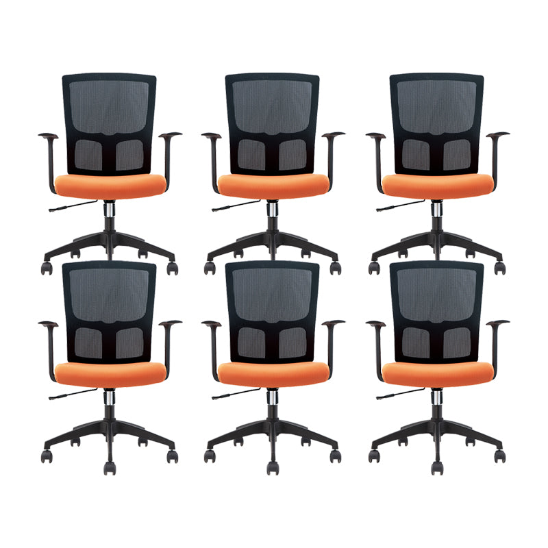 Fixed Arms Modern Office Chair Mid-Back Adjustable Seat Height Desk Chair