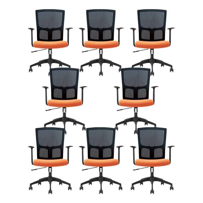 Fixed Arms Modern Office Chair Mid-Back Adjustable Seat Height Desk Chair