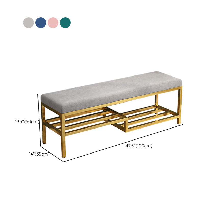 Modern Bench Cushioned Metal Seating Bench with Shoe Storage