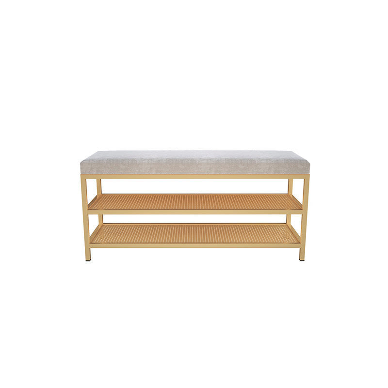 12.6 Inch Wide Entryway Bench Glam Metal Cushioned Seating Bench