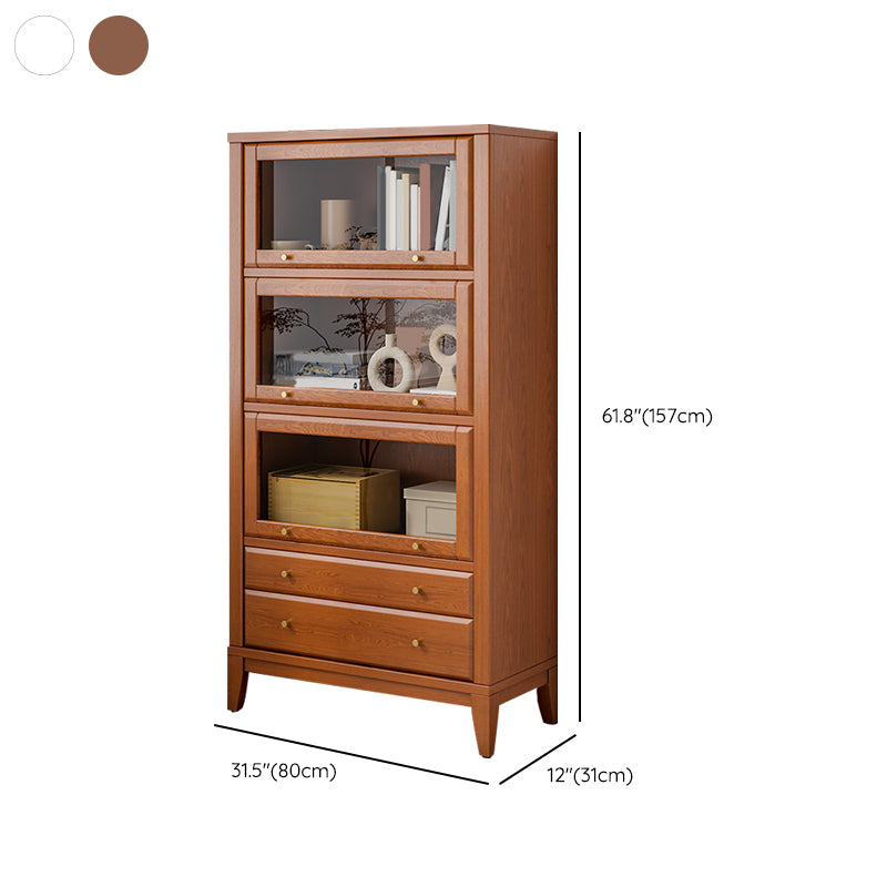 Scandinavian Poplar Storage Cabinet Glass Doors Display Cabinet for Bedroom