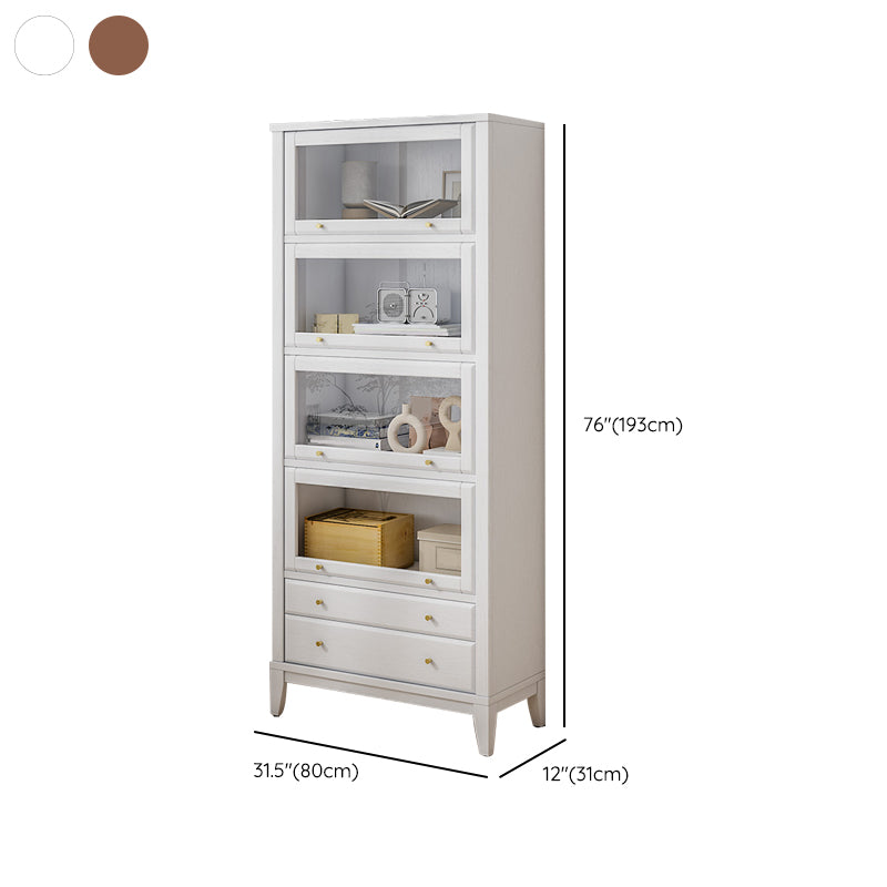 Scandinavian Poplar Storage Cabinet Glass Doors Display Cabinet for Bedroom