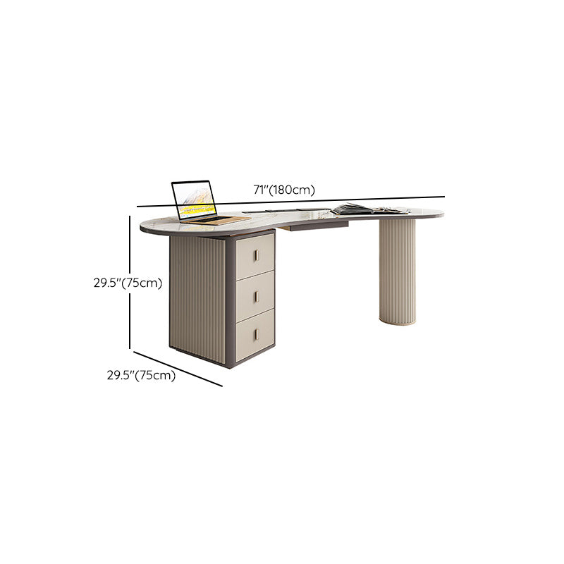 Glam Executive Desk Pedestal 3-drawer Cable Management Office Desk