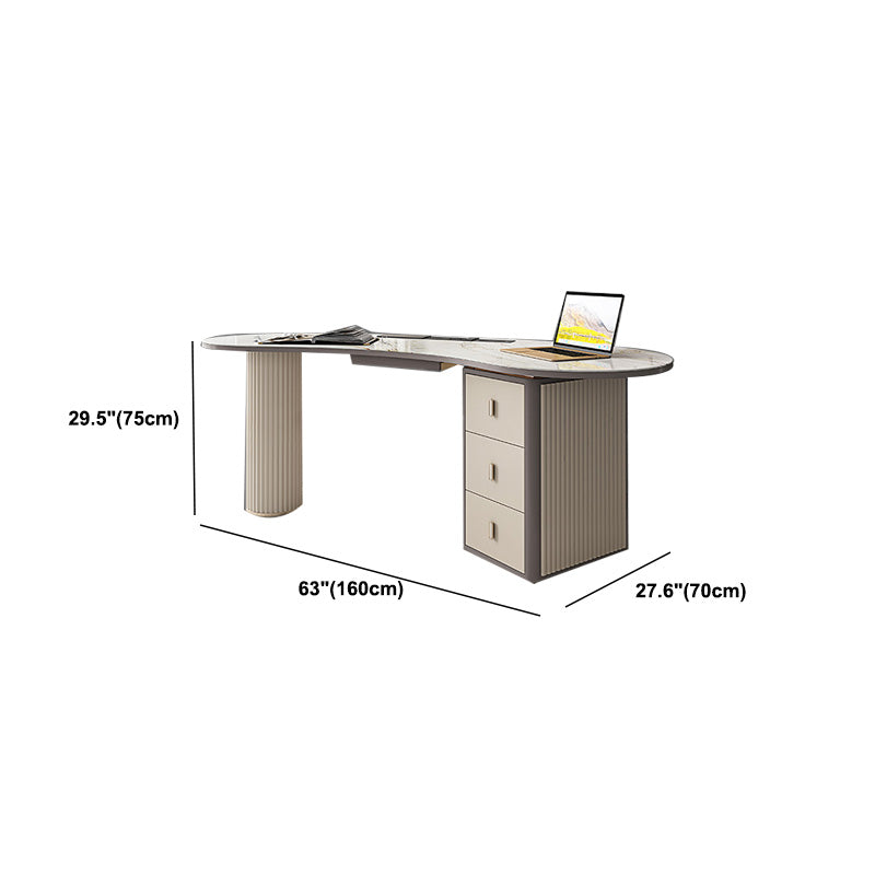 Contemporary Marble Secretary Desk Home Office Desk , 27.6"W X 29.5"H