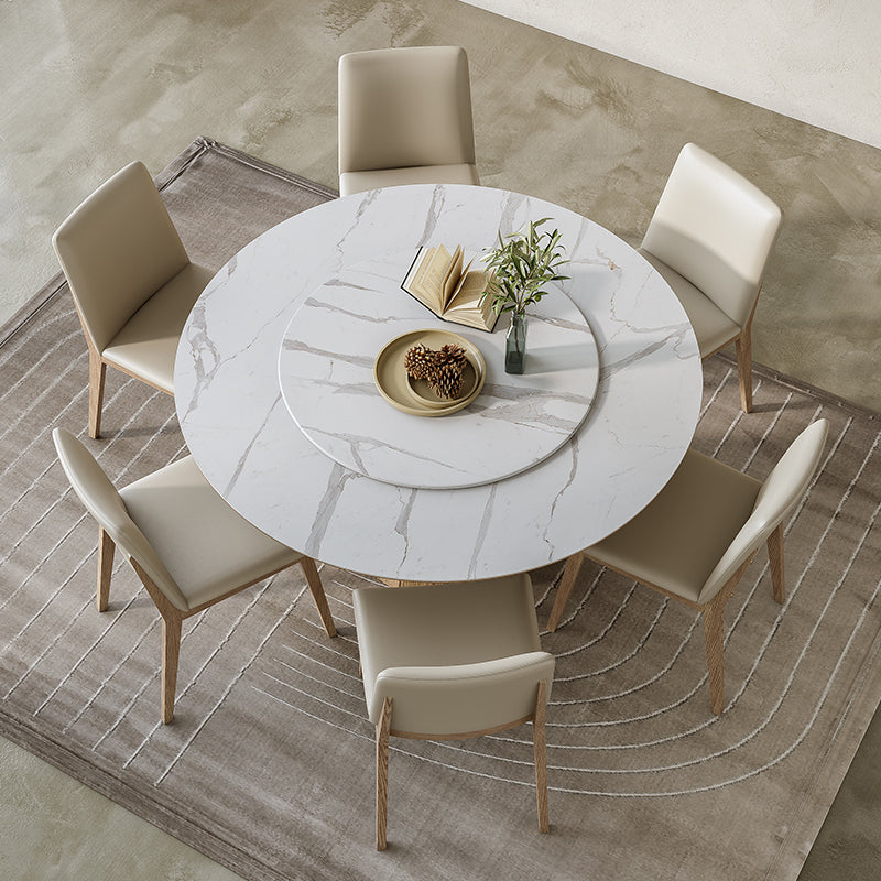 Modern Round Table White Sintered Stone Dining Table for Home