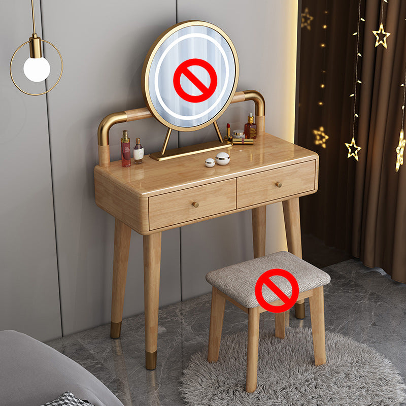 Scandinavian Rubber Wood Vanity Table with Drawers Dressing Table