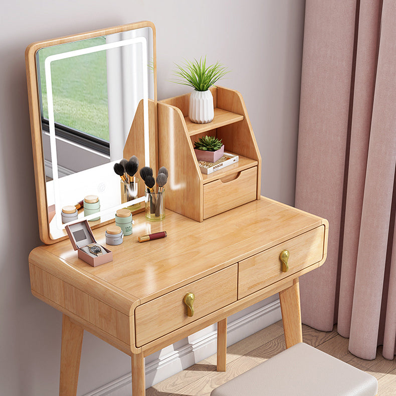 Scandinavian Make-up Vanity with 3 Storage Drawers 15.74" Wide Solid Wood Dresser