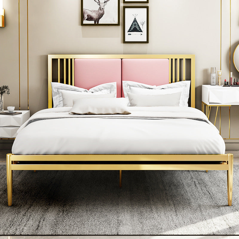 Metal Open-Frame Bed Contemporary Standard Bed with Custom Gold Legs