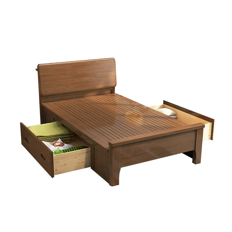 Solid Wood Rectangular Standard Bed Headboard Bed with Custom Legs