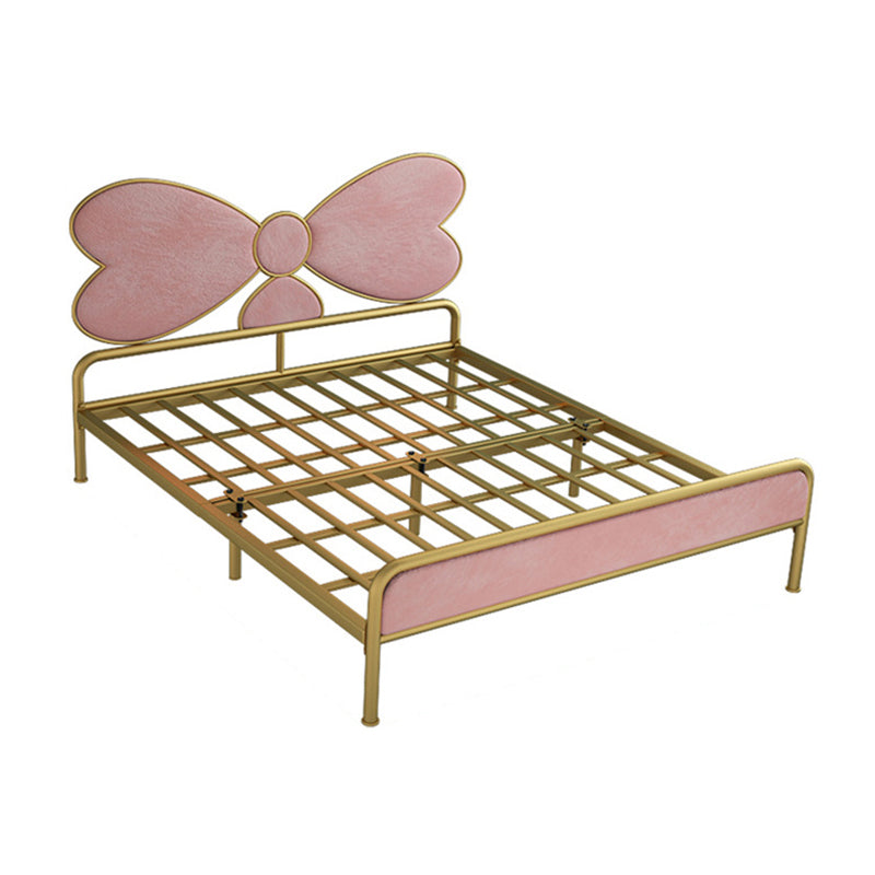 Upholstered Metal Bed Frame for Girl Modern Wire-Grid Standard Bed