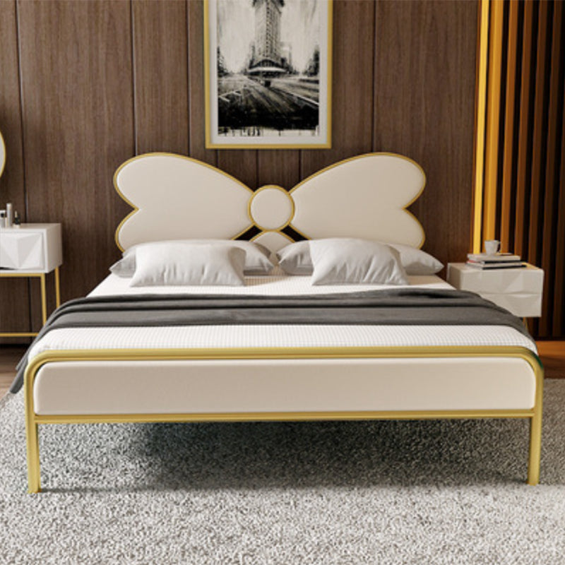 Upholstered Metal Bed Frame for Girl Modern Wire-Grid Standard Bed