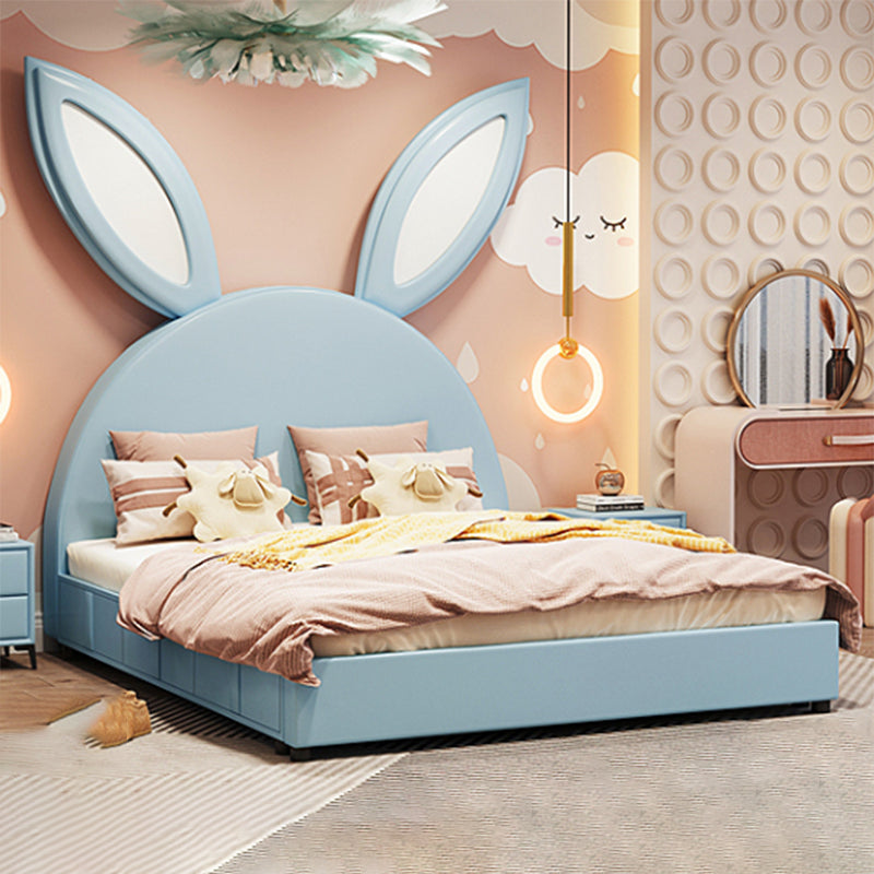 Contemporary Upholstered Panel Headboard Animals Storage Bed