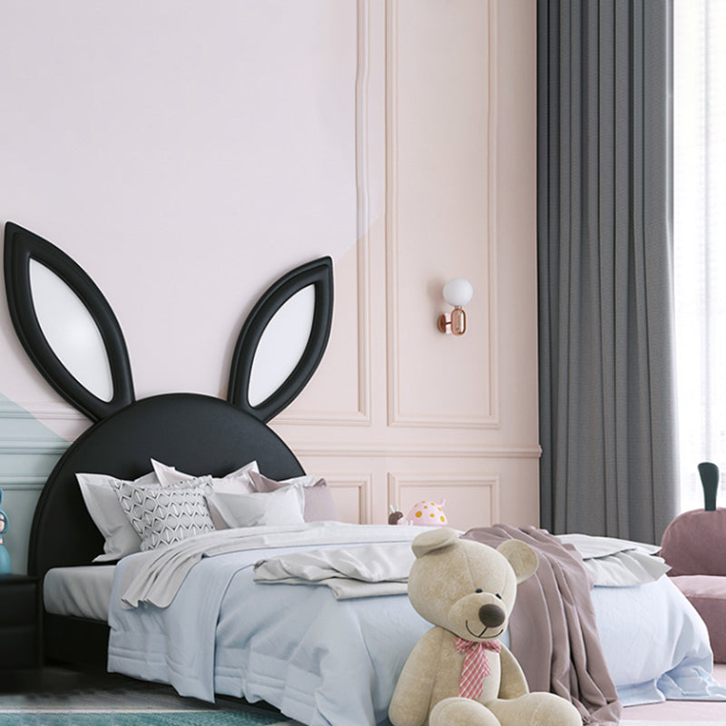 Contemporary Upholstered Panel Headboard Animals Storage Bed