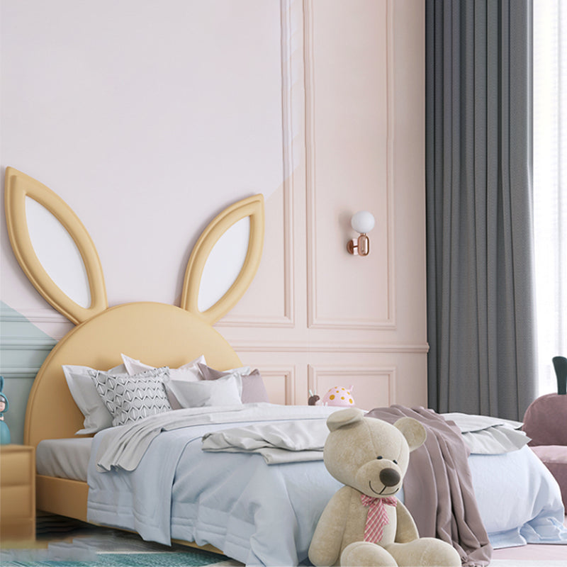 Contemporary Upholstered Panel Headboard Animals Storage Bed