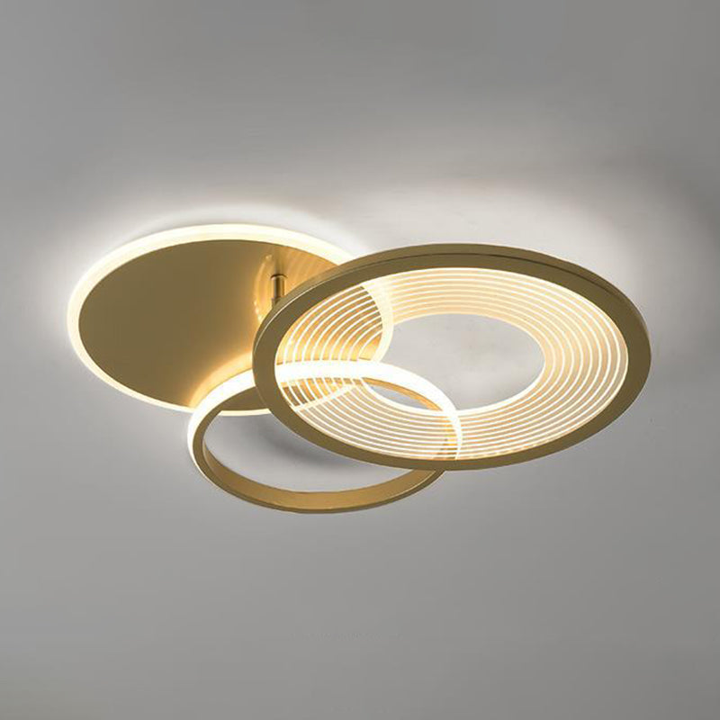 Polished Gold 3 - Light Flush Mount Light Metal Contemporary LED Ceiling Flush