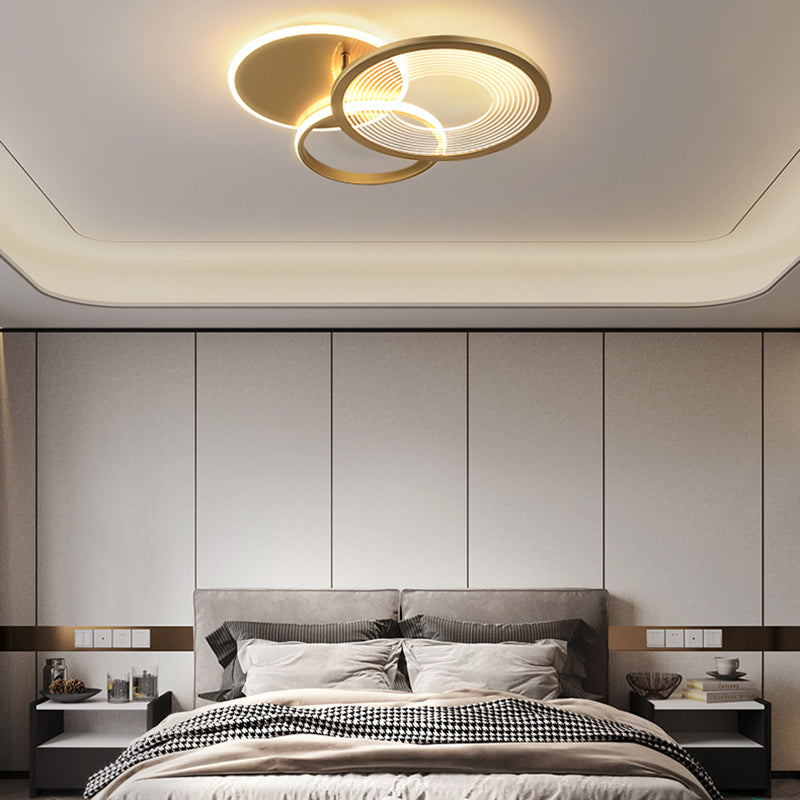 Polished Gold 3 - Light Flush Mount Light Metal Contemporary LED Ceiling Flush