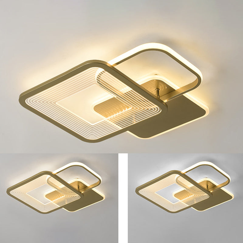 Polished Gold 3 - Light Flush Mount Light Metal Contemporary LED Ceiling Flush