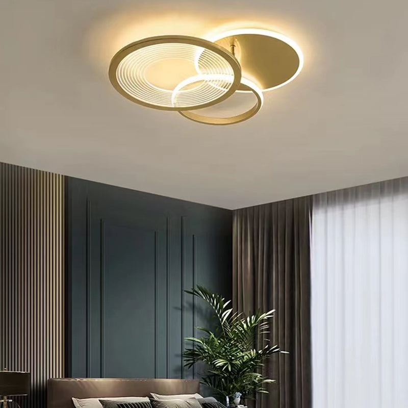 Polished Gold 3 - Light Flush Mount Light Metal Contemporary LED Ceiling Flush