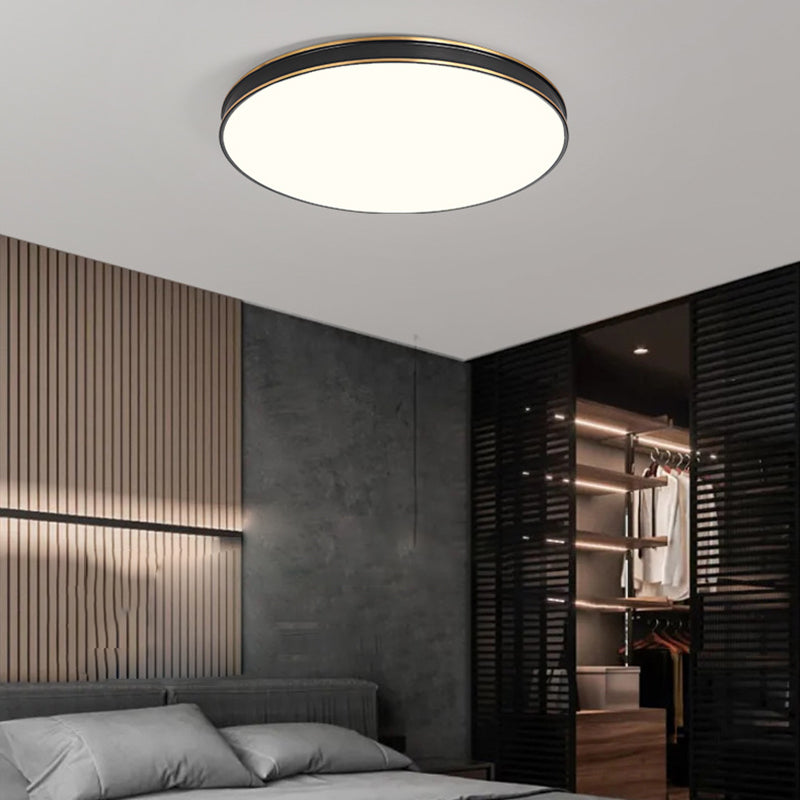 1-Light Round Flush Light Modern Metal Flush Mount Ceiling Light