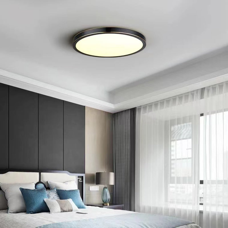 1-Light Round Flush Light Modern Metal Flush Mount Ceiling Light