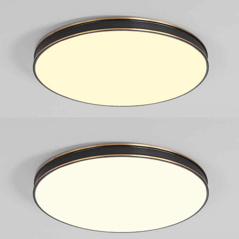 1-Light Round Flush Light Modern Metal Flush Mount Ceiling Light