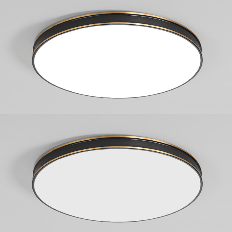 1-Light Round Flush Light Modern Metal Flush Mount Ceiling Light