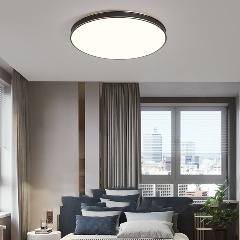 1-Light Round Flush Light Modern Metal Flush Mount Ceiling Light