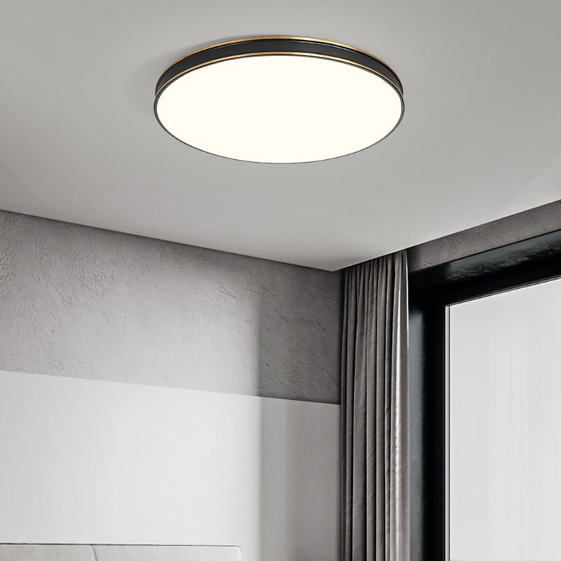 1-Light Round Flush Light Modern Metal Flush Mount Ceiling Light