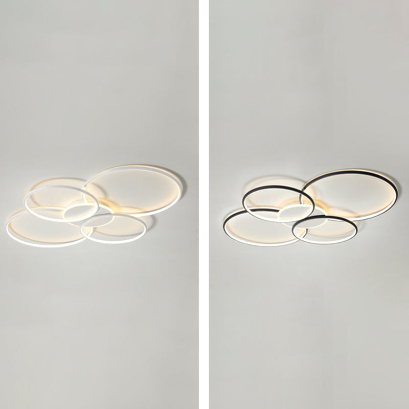 Black / White 5 - Light Flush Mount LED Ring Modern Ceiling Fixture